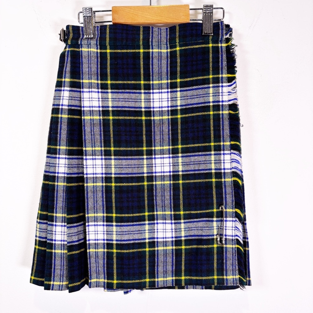 Vintage Kids Wool Plaid Pleated Skirt